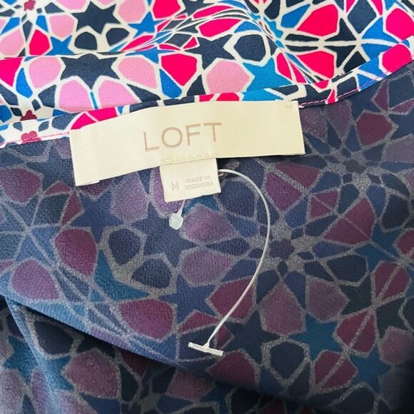 NWOT LOFT Pink/black/white/Blue Camisole, V front & back, spaghetti straps sz M - Picture 5 of 6